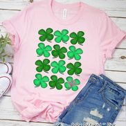 Monogram Rows of St Patricks Day Clovers Tee
