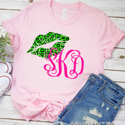 Monogram Leopard St Patricks Day Lips Tee