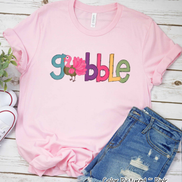 Pink, Purple, Turquoise Gobble with Turkey Tee