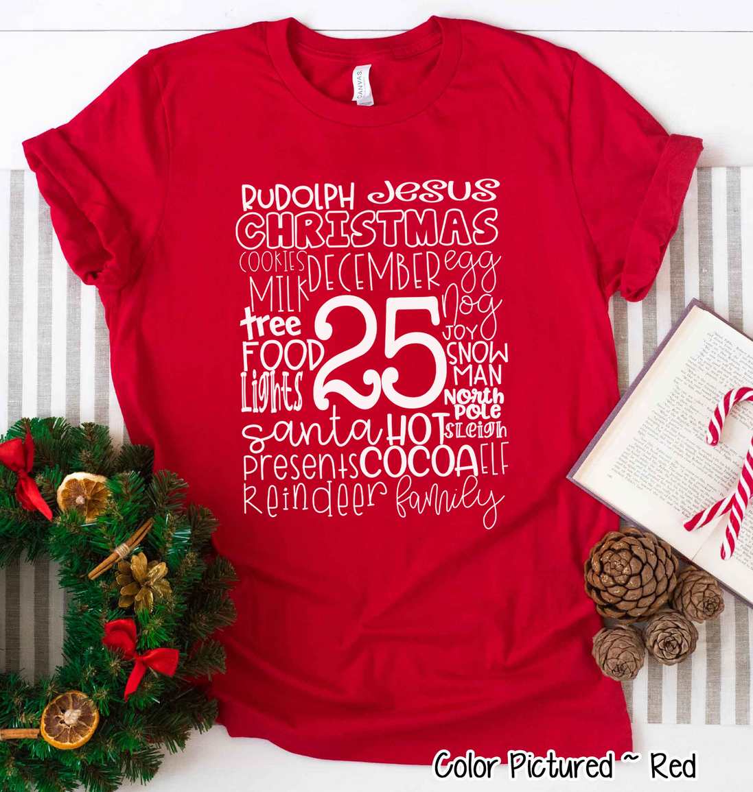 Christmas Typography Word Art Tee