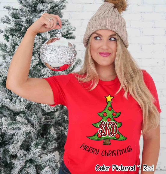Monogrammed Christmas Tree Tee