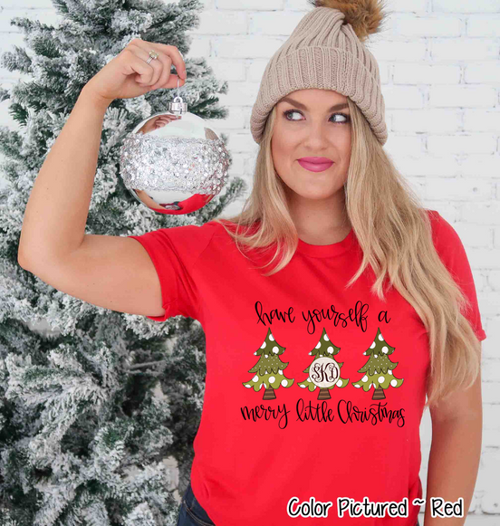 Monogrammed Have Yourself A Merry Little Christmas Tree Tee