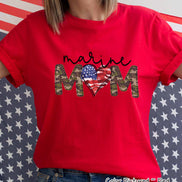 Marine Mom with Flag Heart Tee