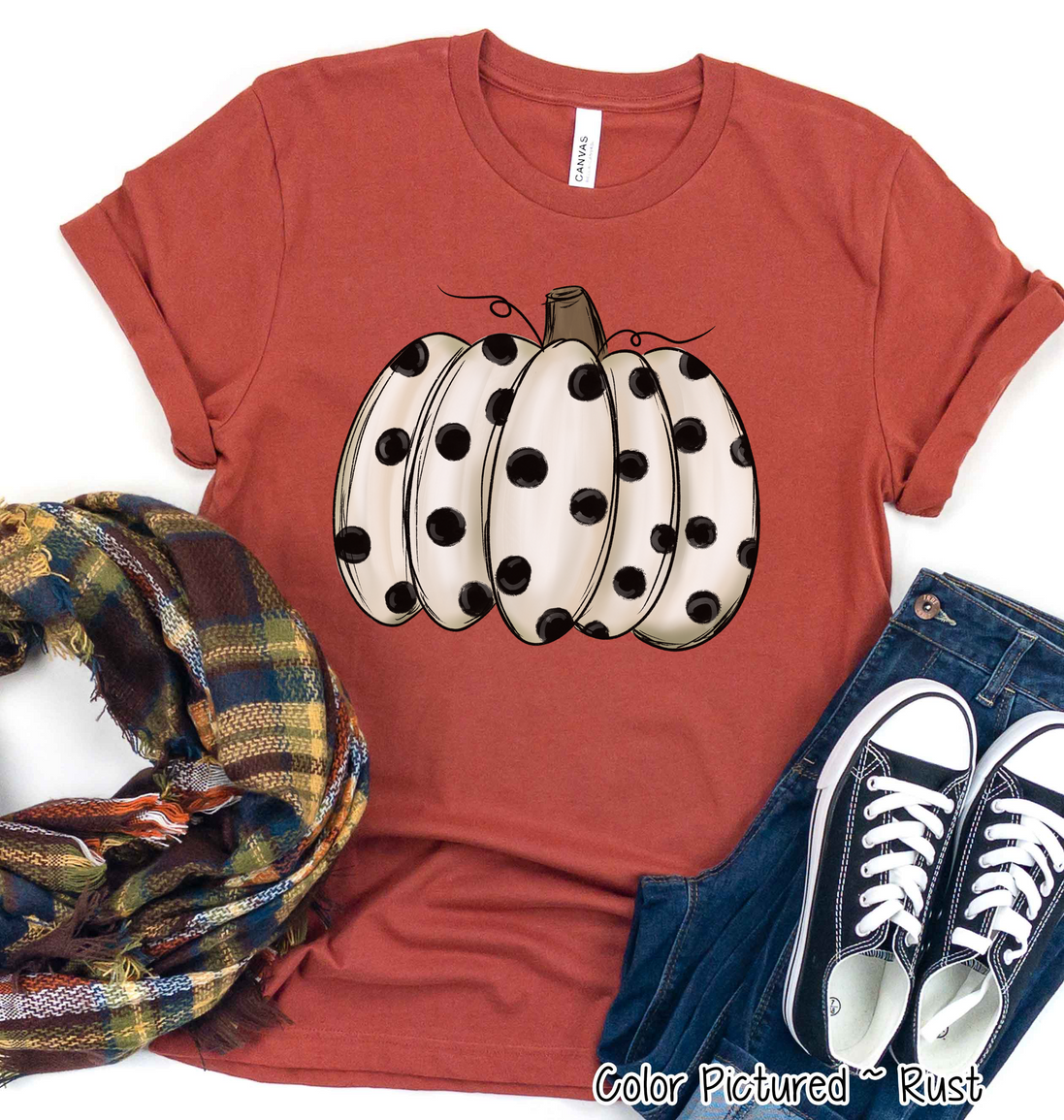 White Polka Dot Pumpkin Shirt