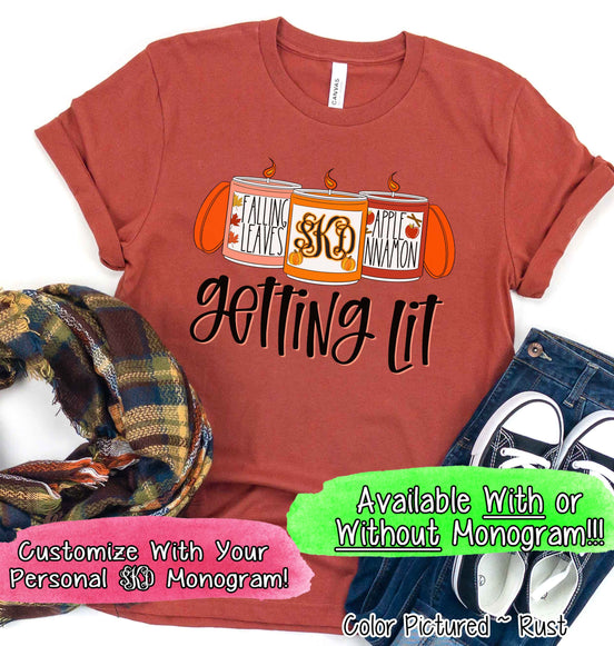 Getting Lit Fall Monogram Candles Tee