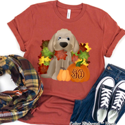 Golden Doodle Dog Fall Pumpkin Monogram Tee
