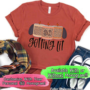 Getting Lit Fall Leopard Print Monogram Candles Tee