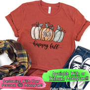 Happy Fall Monogram Pumpkin Trio Tee