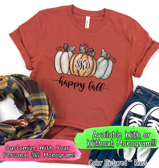 Happy Fall Monogram Pumpkin Trio Tee