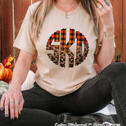 Big Monogram Black Orange Plaid Leopard Fall Tee