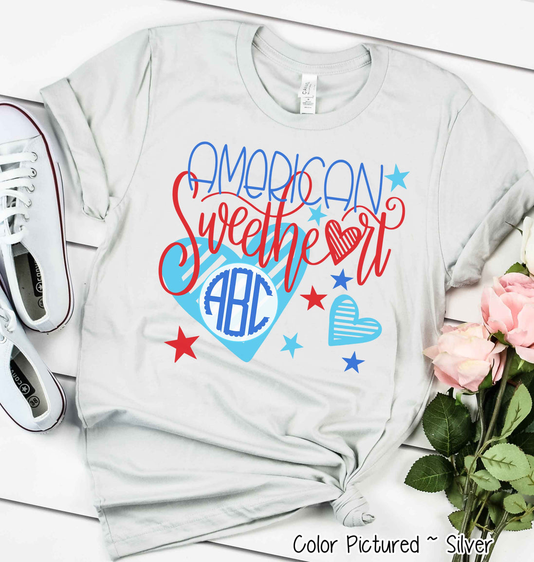 American Sweetheart Patriotic Monogram Tee