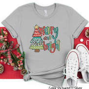 Monogrammed Merry & Bright Christmas Tree Tee
