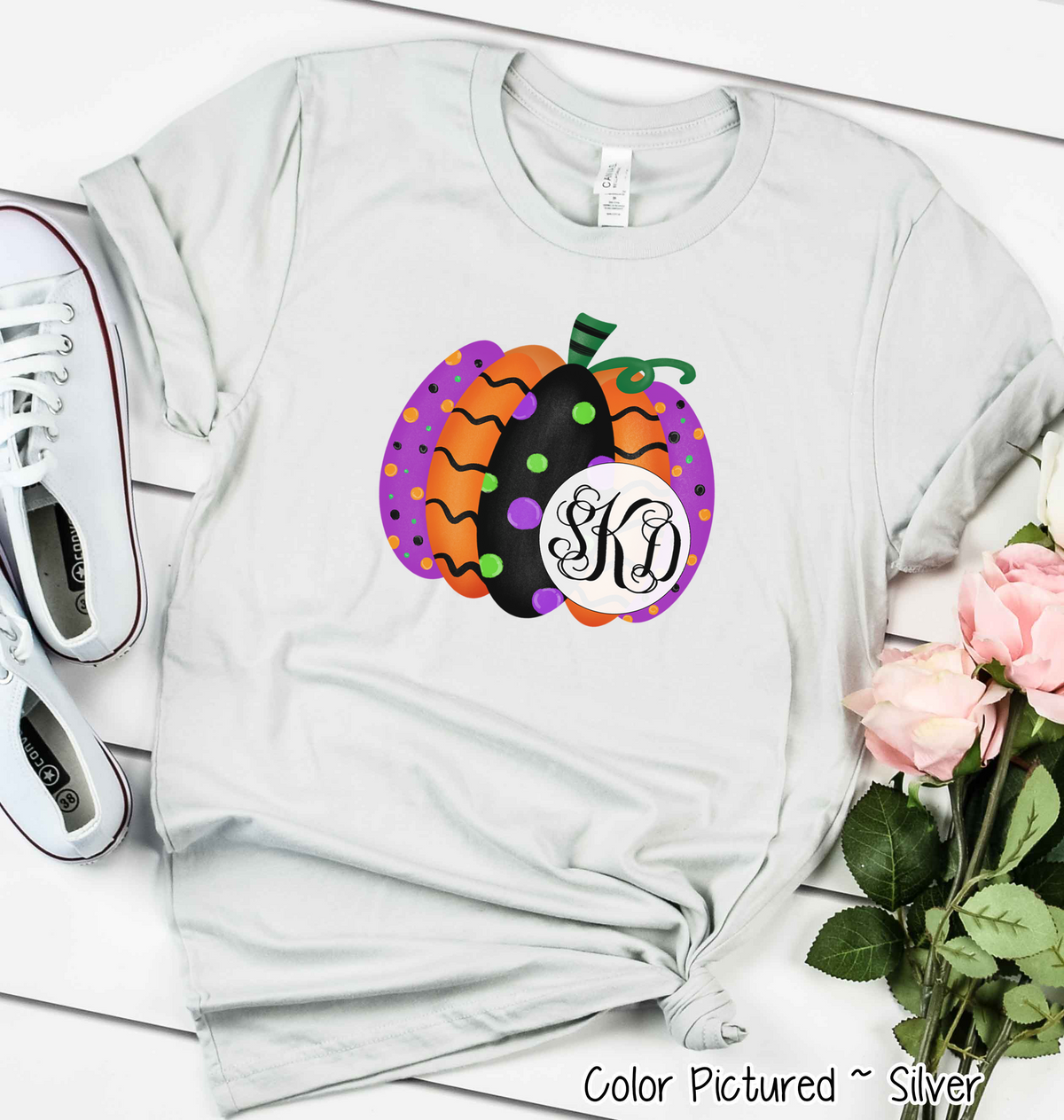 Monogrammed Colorful Halloween Pumpkin Shirt