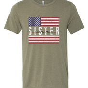Patriotic Custom Dad-Mom-Grandpa-Grandma-Brother-Etc. Distressed Red White Blue Flag Tee