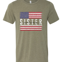 Patriotic Custom Dad-Mom-Grandpa-Grandma-Brother-Etc. Distressed Red White Blue Flag Tee