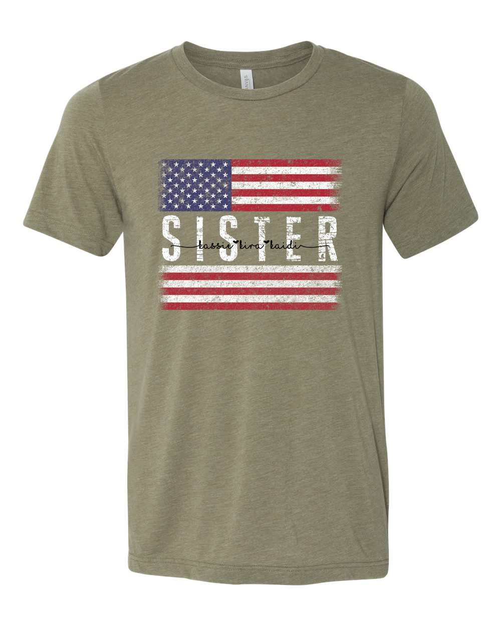 Patriotic Custom Dad-Mom-Grandpa-Grandma-Brother-Etc. Distressed Red White Blue Flag Tee