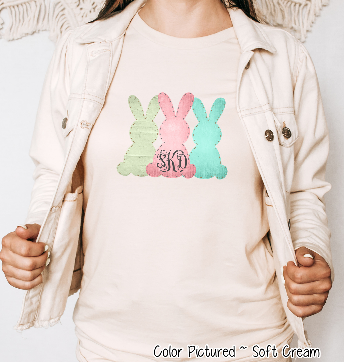 Monogram Bunny Trio Easter Tee