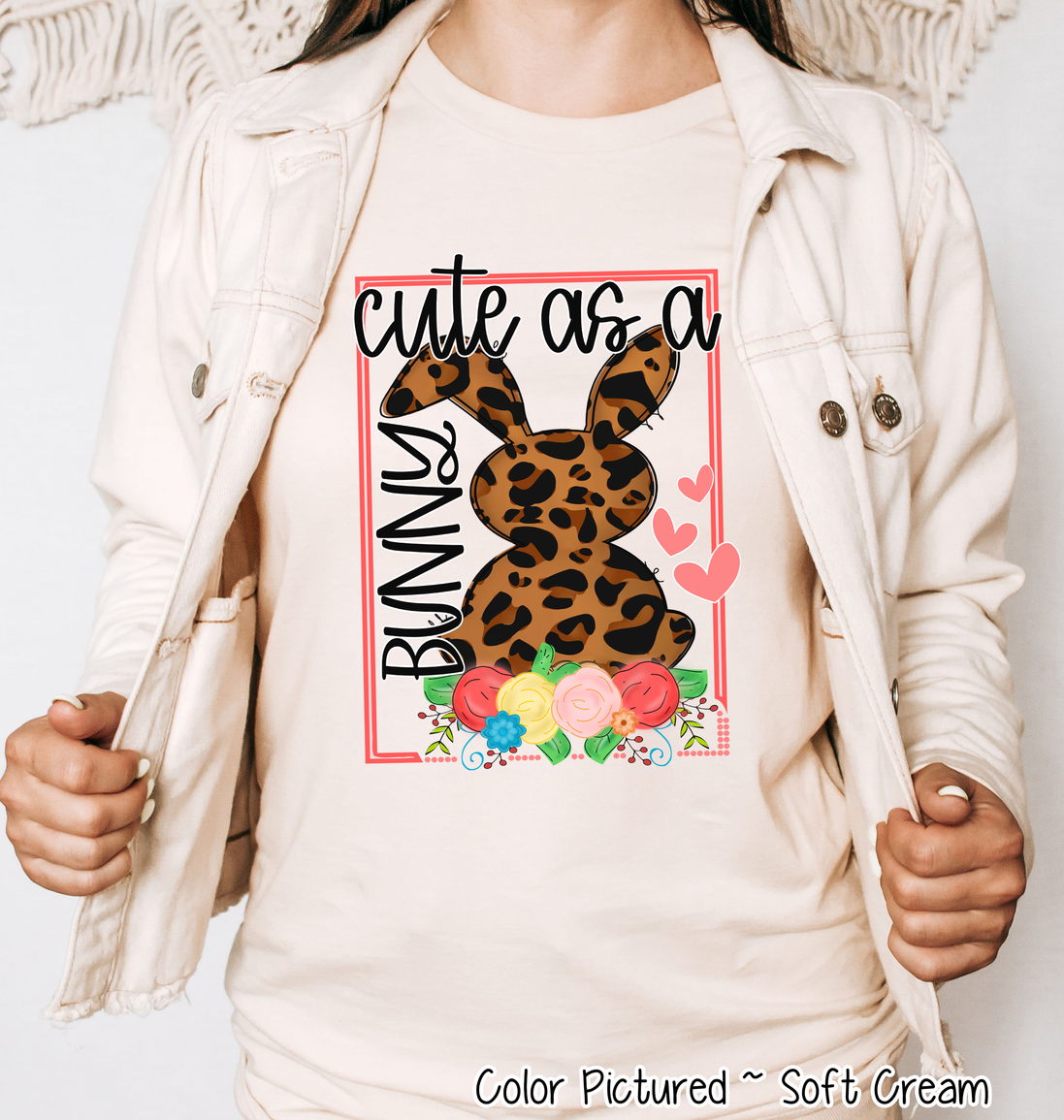 Leopard Print Cute as a Bunny Easter Tee