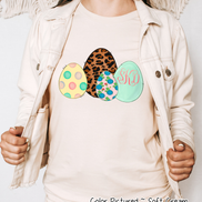 Monogram Leopard Print Easter Eggs Tee