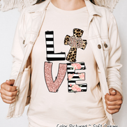 Monogram Leopard Rose Gold LOVE Cross Tee