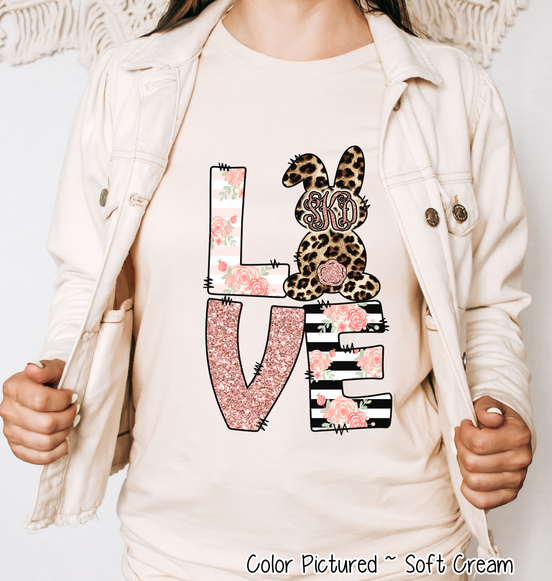 Monogram Leopard Rose Gold LOVE Bunny Tee