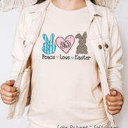 Monogram Peace, Love, Easter Bunny Tee