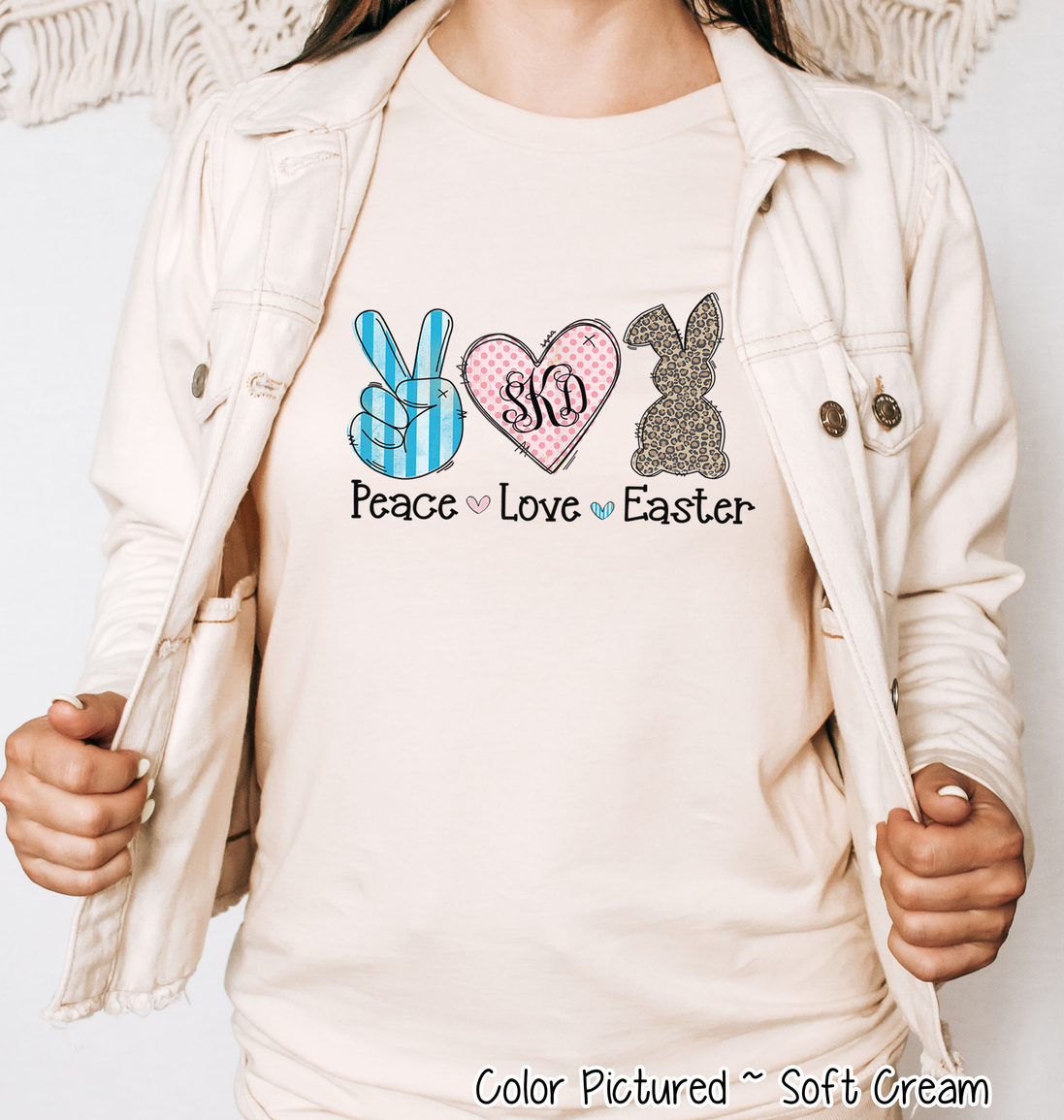 Monogram Peace, Love, Easter Bunny Tee