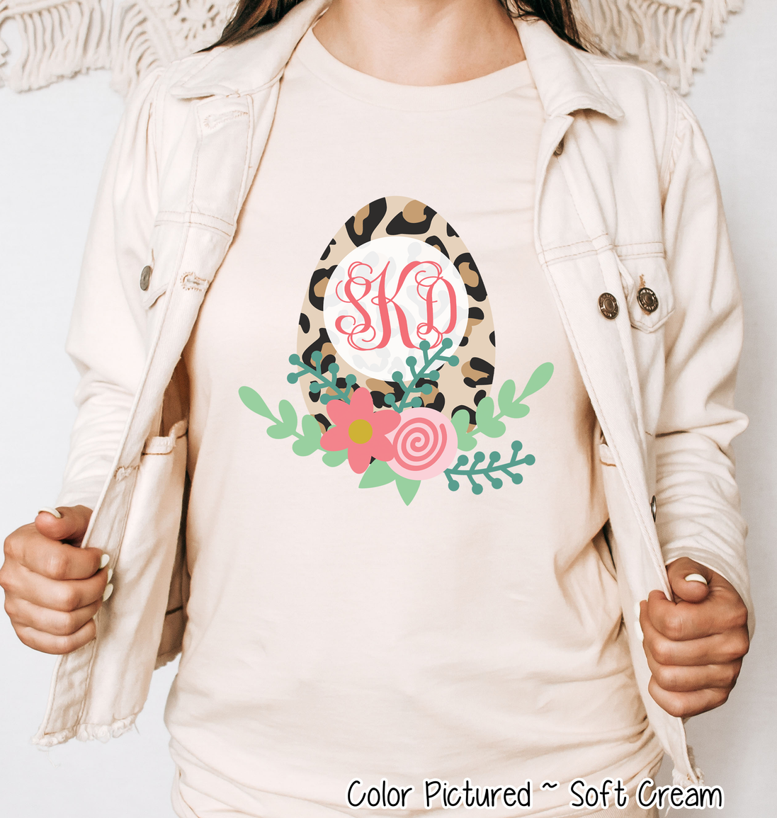 Monogram Leopard Easter Egg Tee