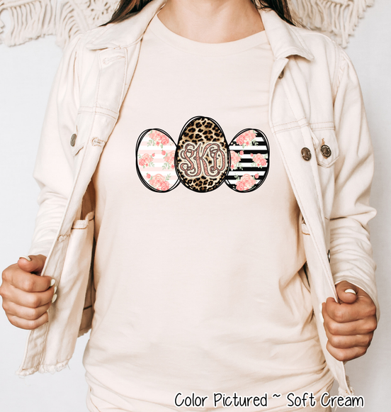 Monogram Leopard Rose Gold Easter Eggs Tee