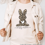 Leopard Print Bunny Happy Easter Tee