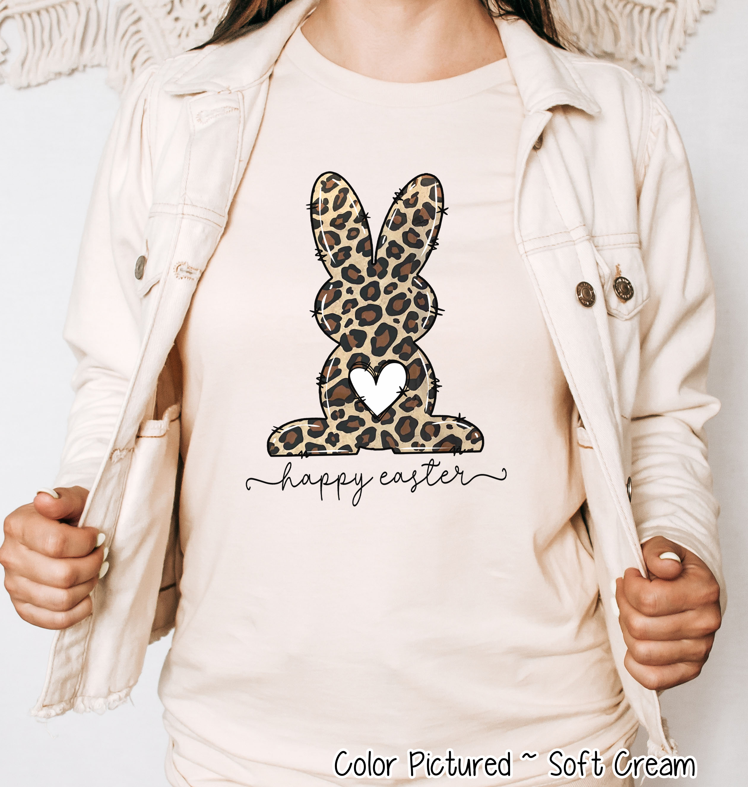 Leopard Print Bunny Happy Easter Tee