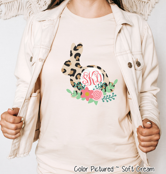 Monogram Leopard Print Easter Rabbit Tee