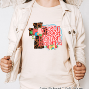 Leopard Cross Chosen Blessed Forgiven Redeemed Tee
