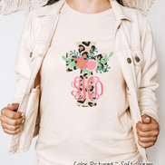Monogram Floral Leopard Cross Tee