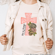 He Is Risen Pink Leopard Cross Easter Tee