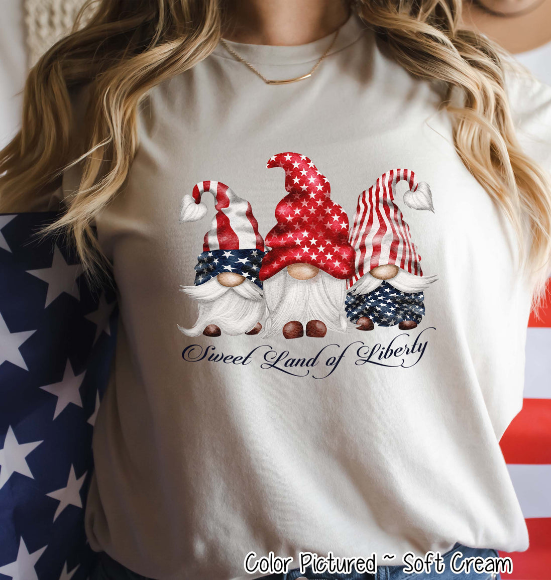 Gnome Sweet Land of Liberty Patriotic Tee