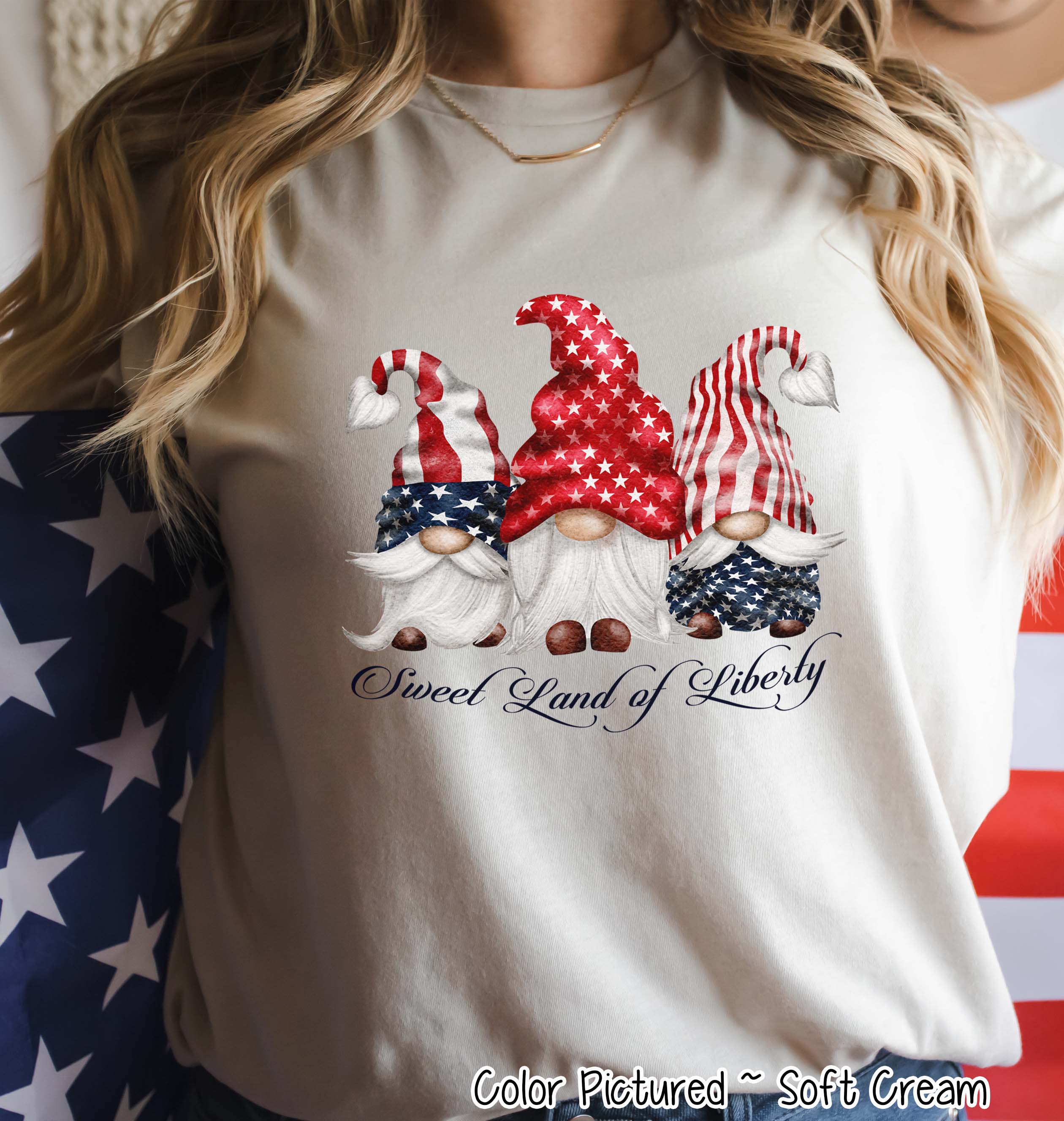 Gnome Sweet Land of Liberty Patriotic Tee