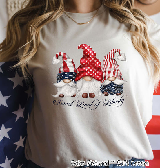 Gnome Sweet Land of Liberty Patriotic Tee