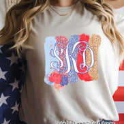 Patriotic Brush Stroke Monogram Tee