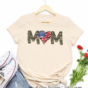 Military Mom with Flag Heart Tee