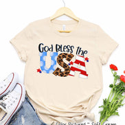 God Bless the USA Leopard Accent Tee