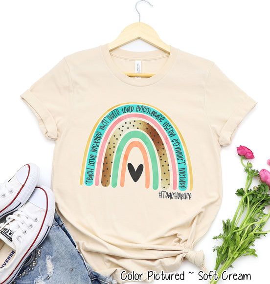Rainbow Teacher Life Tee