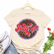 July 4th on Leopard Background Tee
