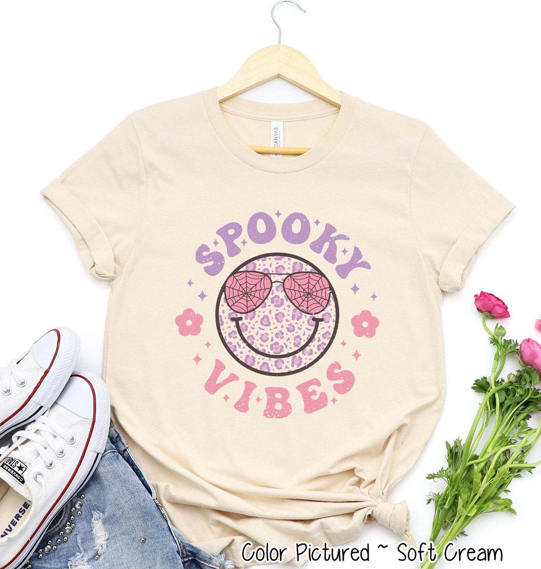 Retro Spooky Vibes Smile Halloween Tee