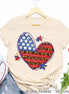 Flag Heart Leopard Patriotic Tee