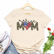 Marine Mom with Flag Heart Tee