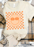 Retro Smile Pumpkin Checkerboard Fall Tee