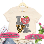 Monogram LOVE Leopard Print with Custom Text & Grade  Tee