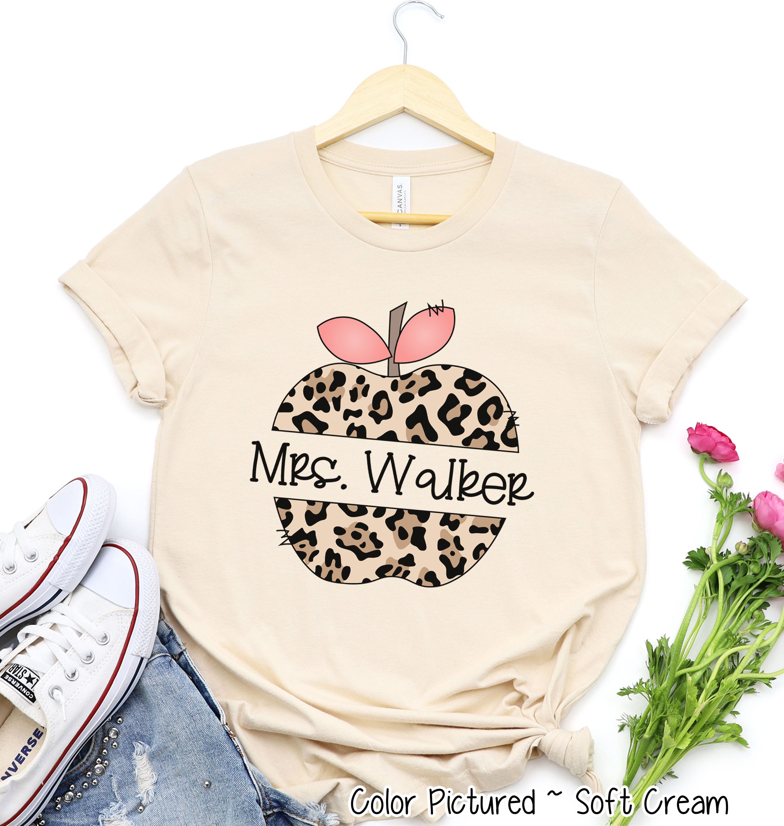 Personalized Cute Leopard Apple Tee