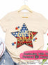 Patriotic Flag Star with Leopard Accents and Monogram Tee